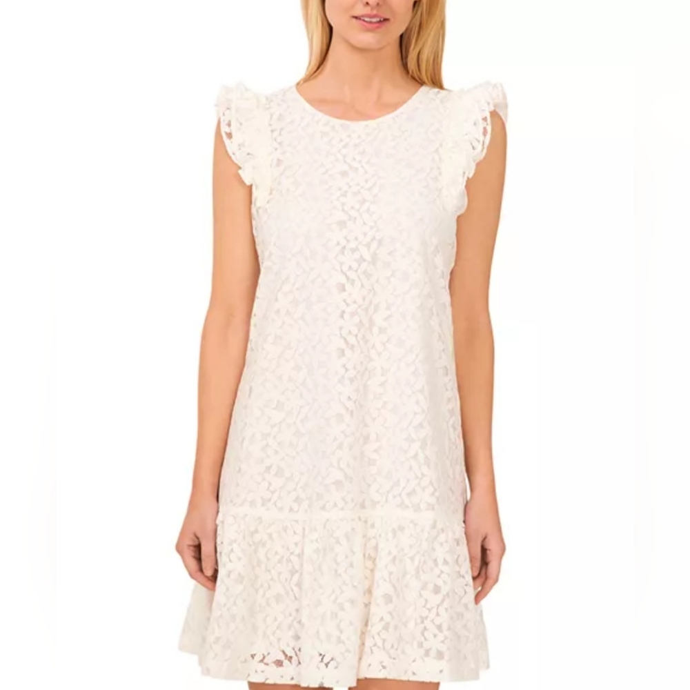 CeCe Flutter Sleeve Mini Dress White Size 14 Nwot